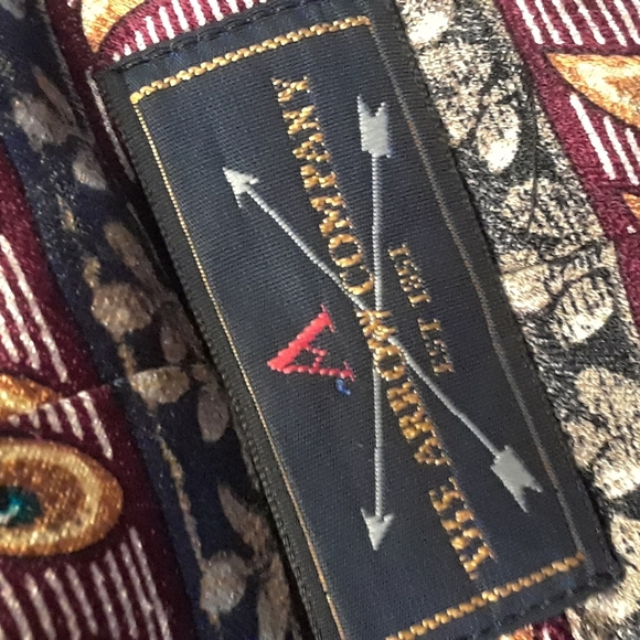 100% silk Arrow Paisley green and brown dress tie - Picture 3 of 8